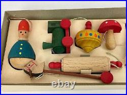 Vintage 12 German Erzgebirge Assorted Wooden Christmas Ornaments Original Box