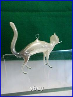 Vintage 1920's Bimini German Blown Art Glass CAT Christmas Ornament #4