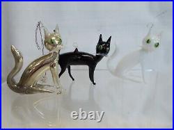 Vintage 1920's Bimini German Blown Art Glass CAT Christmas Ornament #4