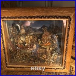 Vintage 1955 German Handmade Shadow Box Kitchen Scene Music Box Diorama Detailed