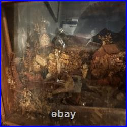 Vintage 1955 German Handmade Shadow Box Kitchen Scene Music Box Diorama Detailed