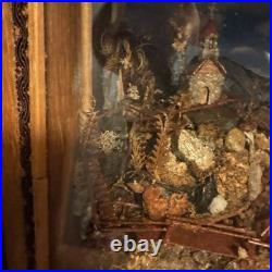 Vintage 1955 German Handmade Shadow Box Kitchen Scene Music Box Diorama Detailed