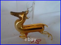 Vintage 20's Bimini German Blown GOLD / MERCURY Art Glass REINDEER Ornament