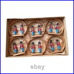 Vintage 50's German Christmas Shaved Wood Soldier Ornaments Set, Original Box Vintage 50's German Christmas Shaved Wood Soldier Ornaments Set, Original Box