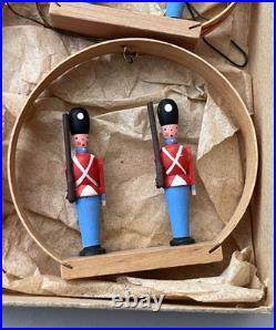 Vintage 50's German Christmas Shaved Wood Soldier Ornaments Set, Original Box Vintage 50's German Christmas Shaved Wood Soldier Ornaments Set, Original Box