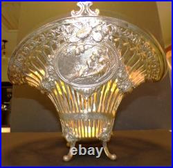 Vintage. 800 German Silver Brides Basket Blown Glass Bowl Germany 4lbs g Vintage. 800 German Silver Brides Basket Blown Glass Bowl Germany 4lbs g