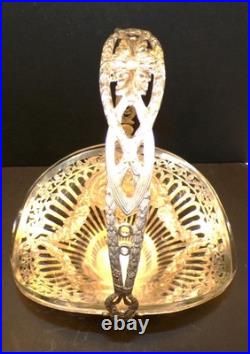 Vintage. 800 German Silver Brides Basket Blown Glass Bowl Germany 4lbs g Vintage. 800 German Silver Brides Basket Blown Glass Bowl Germany 4lbs g