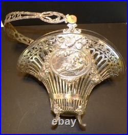 Vintage. 800 German Silver Brides Basket Blown Glass Bowl Germany 4lbs g Vintage. 800 German Silver Brides Basket Blown Glass Bowl Germany 4lbs g
