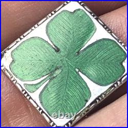 Vintage 800 Silver Charm Antique German Enameled Four Leaf Clover