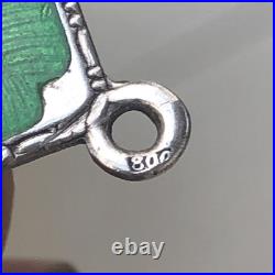 Vintage 800 Silver Charm Antique German Enameled Four Leaf Clover