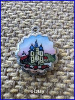 Vintage 800 Silver Charm Antique German Scenic Enameled Vintage 800 Silver Charm Antique German Scenic Enameled