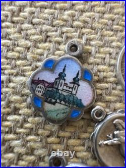 Vintage 800 Silver Charm Lot Antique German Good Luck Enameled 8
