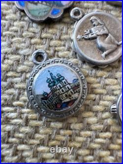 Vintage 800 Silver Charm Lot Antique German Good Luck Enameled 8