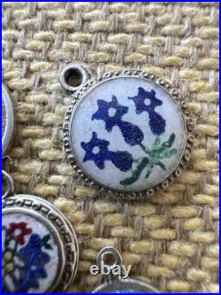 Vintage 800 Silver Charm Lot Antique German Good Luck Enameled 8