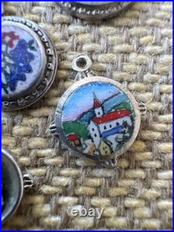 Vintage 800 Silver Charm Lot Antique German Good Luck Enameled 8