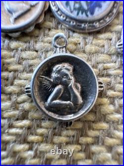 Vintage 800 Silver Charm Lot Antique German Good Luck Enameled 8