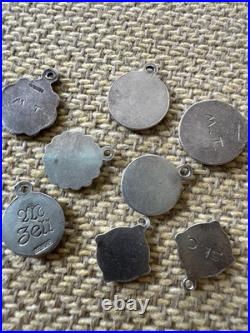 Vintage 800 Silver Charm Lot Antique German Good Luck Enameled 8