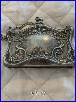 Vintage ANTIQUE German Silver Coin Purse Heavily Embossed Circa 1900-1925