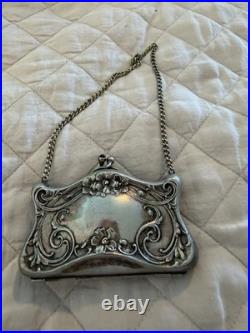 Vintage ANTIQUE German Silver Coin Purse Heavily Embossed Circa 1900-1925