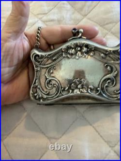 Vintage ANTIQUE German Silver Coin Purse Heavily Embossed Circa 1900-1925