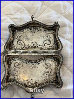 Vintage ANTIQUE German Silver Coin Purse Heavily Embossed Circa 1900-1925