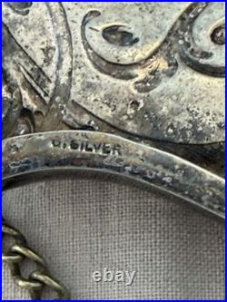 Vintage ANTIQUE German Silver Coin Purse Heavily Embossed Circa 1900-1925