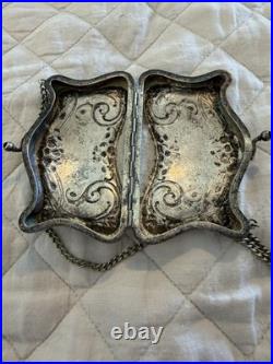 Vintage ANTIQUE German Silver Coin Purse Heavily Embossed Circa 1900-1925