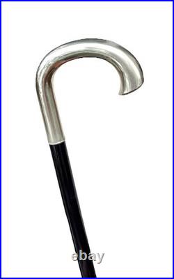 Vintage Antique 1920 Art Deco German Silver Alpaca Black Wood Walking Stick Cane