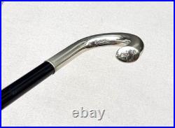 Vintage Antique 1920 Art Deco German Silver Alpaca Black Wood Walking Stick Cane