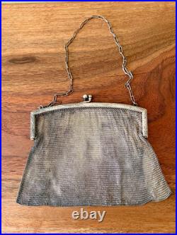 Vintage Antique 1920s German Silver Art Nouveau Mesh Handbag Chain Mail Purse