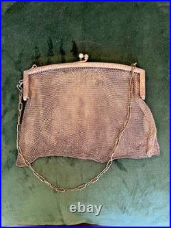 Vintage Antique 1920s German Silver Art Nouveau Mesh Handbag Chain Mail Purse