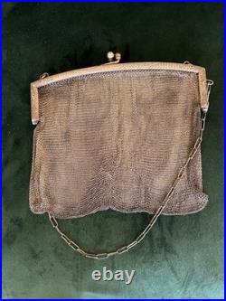 Vintage Antique 1920s German Silver Art Nouveau Mesh Handbag Chain Mail Purse