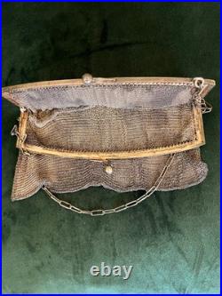 Vintage Antique 1920s German Silver Art Nouveau Mesh Handbag Chain Mail Purse