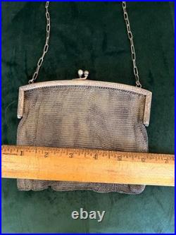 Vintage Antique 1920s German Silver Art Nouveau Mesh Handbag Chain Mail Purse