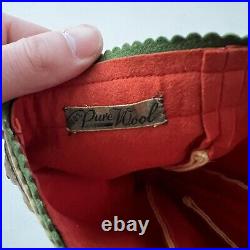 Vintage Antique 20s German Portona 100% Wool Felt Ski Hat Pom Beanie Cap RARE