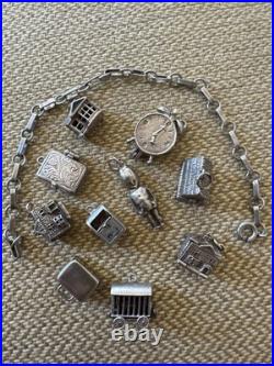 Vintage Antique 800 Silver German Begging Bracelet With 10 Exceptional Charms