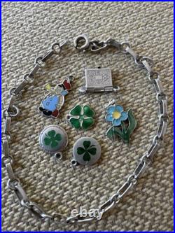 Vintage Antique 800 Silver German Begging Bracelet With 6 Exceptional Charms Vintage Antique 800 Silver German Begging Bracelet With 6 Exceptional Charms