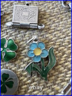 Vintage Antique 800 Silver German Begging Bracelet With 6 Exceptional Charms Vintage Antique 800 Silver German Begging Bracelet With 6 Exceptional Charms