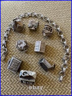 Vintage Antique 800 Silver German Begging Bracelet With 8 Exceptional Charms