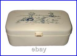 Vintage Antique Bread Box Baking Bin Enamel Enamelware German Delft Large 1950s Vintage Antique Bread Box Baking Bin Enamel Enamelware German Delft Large 1950s