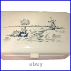 Vintage Antique Bread Box Baking Bin Enamel Enamelware German Delft Large 1950s Vintage Antique Bread Box Baking Bin Enamel Enamelware German Delft Large 1950s