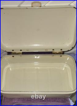 Vintage Antique Bread Box Baking Bin Enamel Enamelware German Delft Large 1950s Vintage Antique Bread Box Baking Bin Enamel Enamelware German Delft Large 1950s