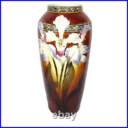 Vintage Antique Ceramic Majolica Iris Flower relief Vase Possibly German 15 Vintage Antique Ceramic Majolica Iris Flower relief Vase Possibly German 15