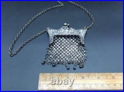 Vintage Antique Children's Size German Silver Mesh Chain Metal Flapper Purse
