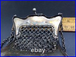 Vintage Antique Children's Size German Silver Mesh Chain Metal Flapper Purse