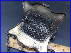 Vintage Antique Children's Size German Silver Mesh Chain Metal Flapper Purse