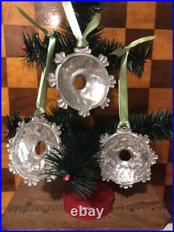 Vintage Antique Christmas Ornament Lot 3 reflectors German Soft Metal Tin Alloy