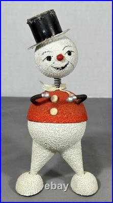Vintage Antique Early German Candy Container Nodder Snowman Paper Mache Spring Vintage Antique Early German Candy Container Nodder Snowman Paper Mache Spring
