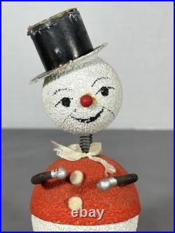 Vintage Antique Early German Candy Container Nodder Snowman Paper Mache Spring Vintage Antique Early German Candy Container Nodder Snowman Paper Mache Spring