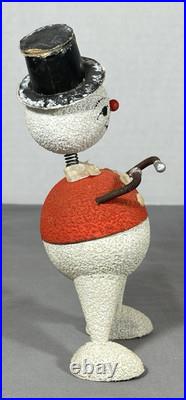 Vintage Antique Early German Candy Container Nodder Snowman Paper Mache Spring Vintage Antique Early German Candy Container Nodder Snowman Paper Mache Spring